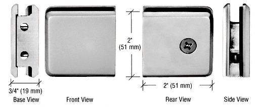 CRL Beveled Style Notch-in-Glass Fixed Panel U-Clamps