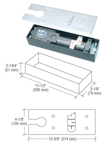 CRL Narrow Width Medium Size 3 Spring Floor Mounted Door Closers