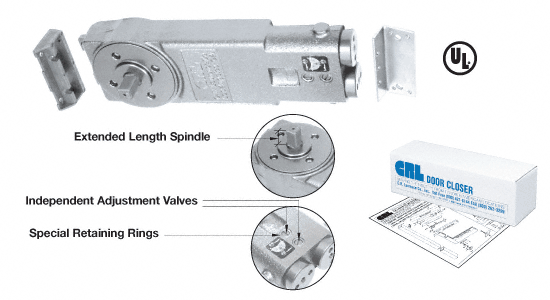 CRL Extended Spindle Heavy Spring Overhead Concealed Door Closer Body Only