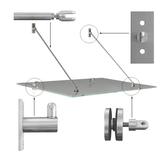 Rectangular Fixing Plate Awnings, half kit