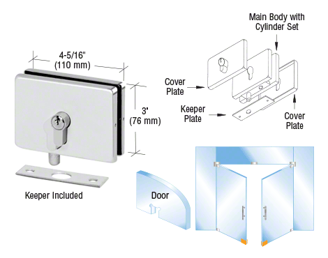 CRL EUR European Series Glass Mounted Patch Locks