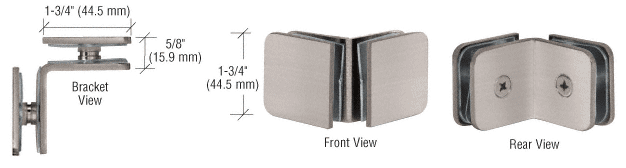 CRL Traditional Style 90 Degree Glass-to-Glass Clamps