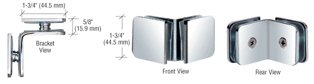 CRL Traditional Style 90 Degree Glass-to-Glass Clamps