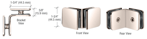 CRL Traditional Style 90 Degree Glass-to-Glass Clamps