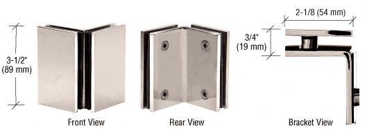 CRL Geneva Series 90 Degree Glass-to-Glass Brackets