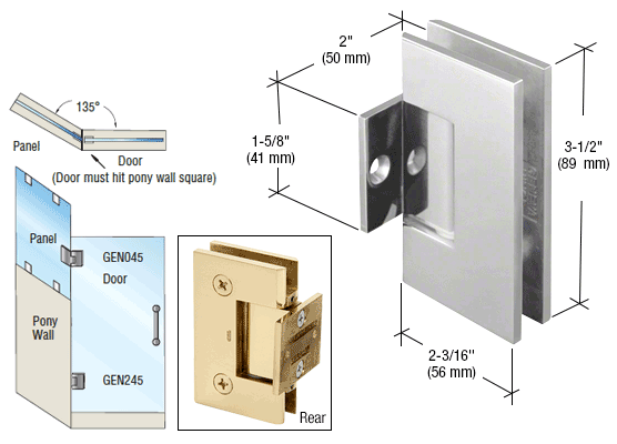 CRL Geneva 135 Degree Pony Wall Mount Hinge