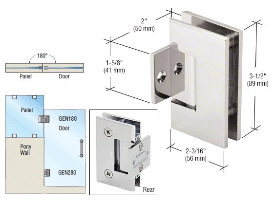 CRL Geneva 180 Degree Pony Wall Mount Hinge