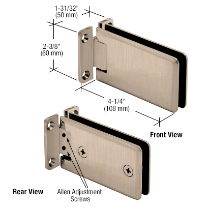 CRL Grande 337 Series Wall Mount Adjustable Hinges