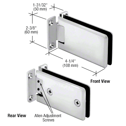 CRL Grande 337 Series Wall Mount Adjustable Hinges