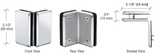 CRL Pinnacle and Prima Series 90 Degree Glass-to-Glass Clamps