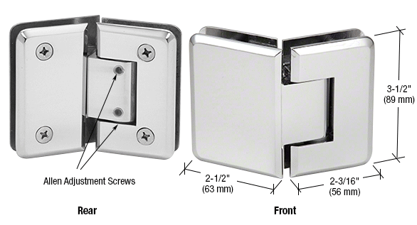 CRL Adjustable Pinnacle 345 Series 135 Degree Glass-to-Glass Hinge