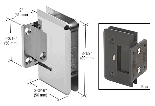 CRL Pinnacle 574 5 Degree Pre-Set Wall Mount Short Back Plate Hinge