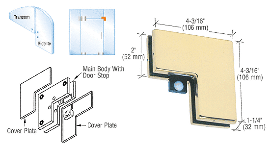 CRL Sidelite Mounted Transom Patch With Reversible Door Stops