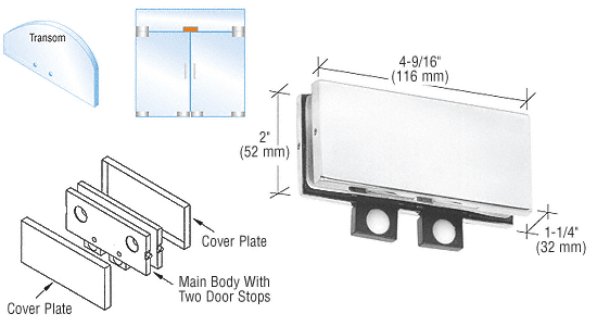 CRL Transom Mounted Patch Connector with Two Reversible Door Stops