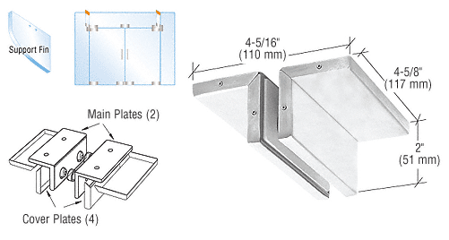 CRL Ceiling Mounted Support Fin Brackets