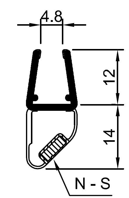 CRL 45 Degree LH Magnetic Profile for Glass-to-Glass fits 1/4