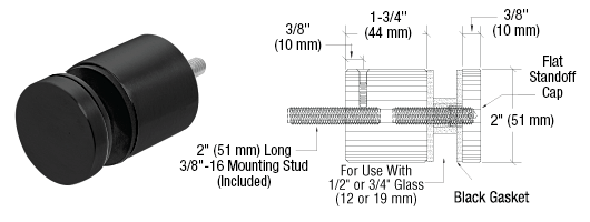 CRL Matte Black Rail Standoff Base and Cap