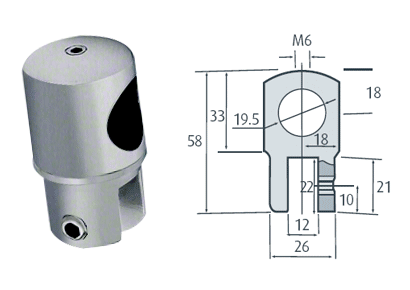 CRL European Movable Brackets for 8 to 12 mm Glass - Round Bar