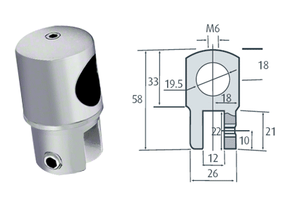 CRL European Movable Brackets for 8 to 12 mm Glass - Round Bar