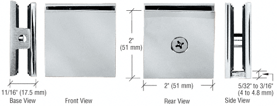 CRL Square Wall Mount Clamp Hole-in-Glass Style