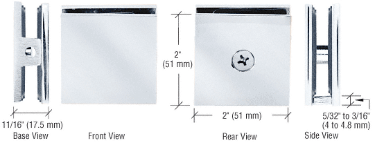 CRL Square Wall Mount Clamp Hole-in-Glass Style