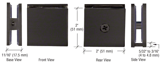 CRL Square Wall Mount Clamp Hole-in-Glass Style