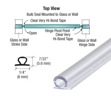 CRL Translucent Vinyl Bulb Seal for 7/32