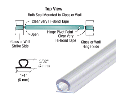 CRL Translucent Vinyl Bulb Seal for 5/32