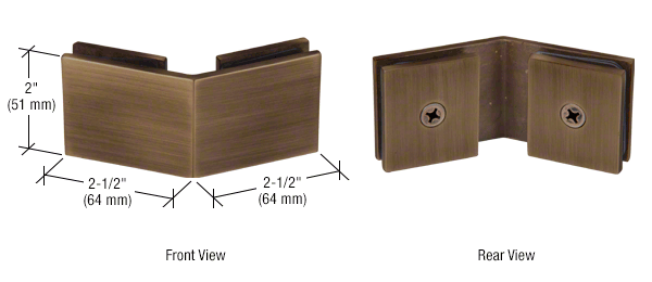 CRL Square Style 135 Degree Glass-to-Glass Clamps