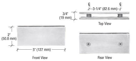 CRL Square Style 180 Degree Glass-to-Glass Clamps