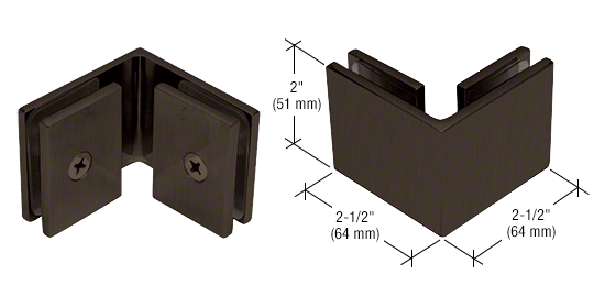 CRL Square Style 90 Degree Glass-to-Glass Clamps