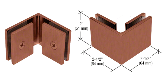 CRL Square Style 90 Degree Glass-to-Glass Clamps