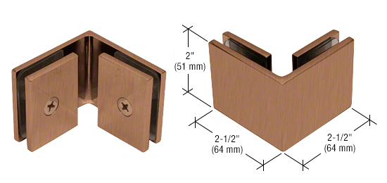 CRL Square Style 90 Degree Glass-to-Glass Clamps