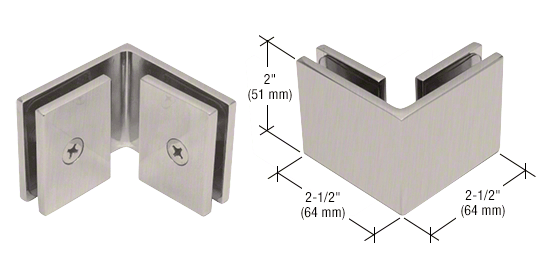 CRL Square Style 90 Degree Glass-to-Glass Clamps