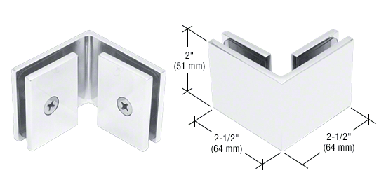 CRL Square Style 90 Degree Glass-to-Glass Clamps