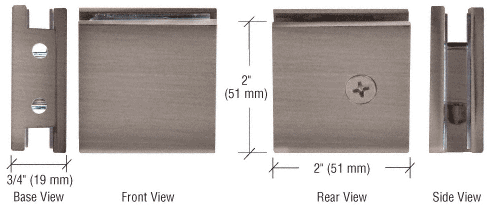 CRL Square Style Notch-in-Glass Fixed Panel U-Clamps