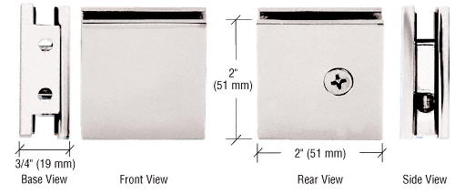 CRL Square Style Notch-in-Glass Fixed Panel U-Clamps