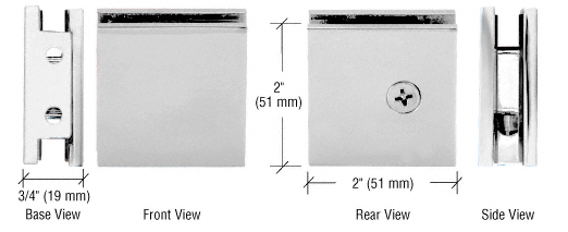 CRL Square Style Notch-in-Glass Fixed Panel U-Clamps