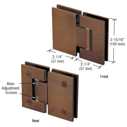 CRL Adjustable 380 Series Vienna 180 Degree Glass-to-Glass Hinge