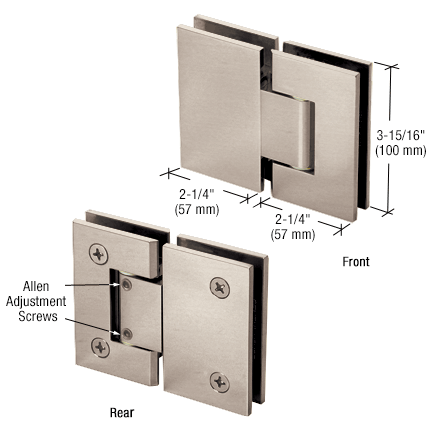 CRL Adjustable 380 Series Vienna 180 Degree Glass-to-Glass Hinge