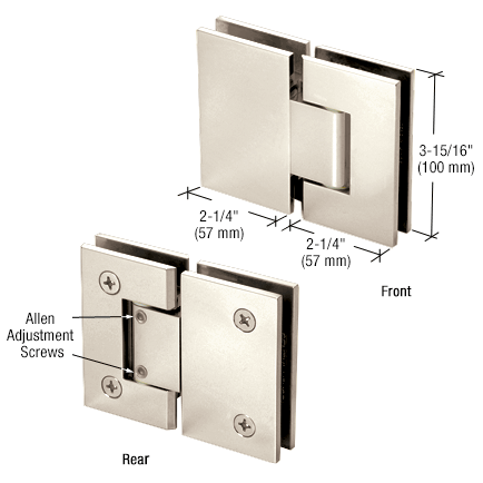 CRL Adjustable 380 Series Vienna 180 Degree Glass-to-Glass Hinge