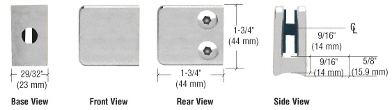 CRL Z-Series Small Square S.S. Glass Clamps for 1/4