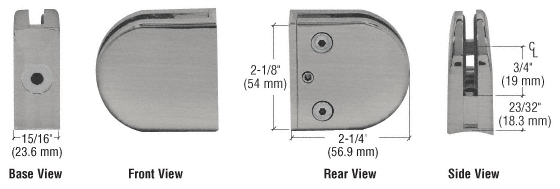 CRL Z-Series Round Type Radius Base Zinc Clamps for 1/4