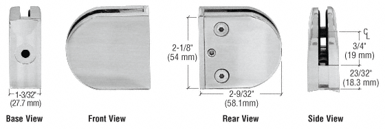 CRL Z-Series Round Type Radius Base Stainless Steel for 3/8