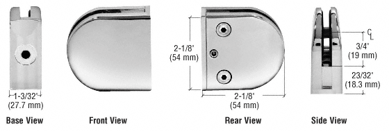 CRL Z-Series Round Type Flat Base Stainless Steel Clamps for 10 mm Glass