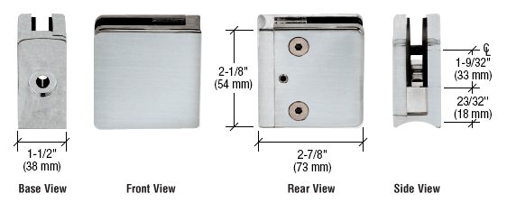 CRL Z-Series Square Type Radius Surface Glass Clamps for 3/4