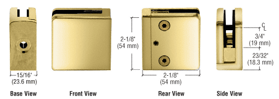 CRL Z-Series Square Type Flat Base Zinc Clamps for 1/4