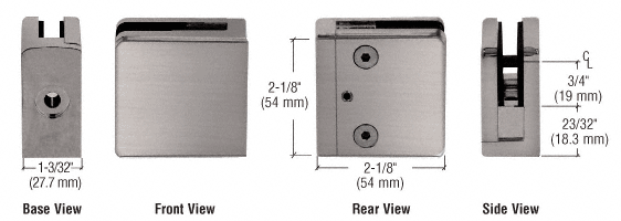 CRL Z-Series Square Type Flat Base Zinc Clamps for 3/8