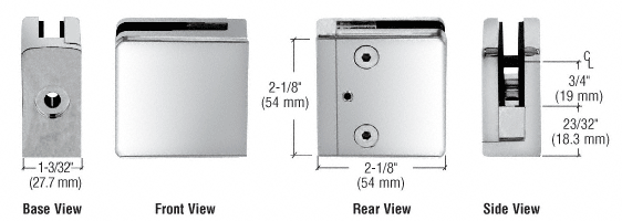 CRL Z-Series Square Type Flat Base Zinc Clamps for 3/8