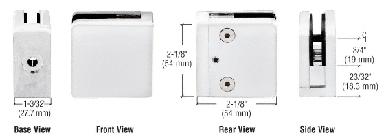 CRL Z-Series Square Type Flat Base Zinc Clamps for 3/8